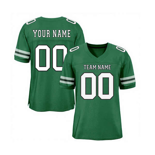 Custom Kelly Green White-Black Mesh Classic Style Authentic Sports Football Jersey