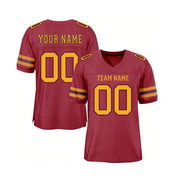 Custom Cardinal Gold-Black Mesh Classic Style Authentic Sports Football Jersey