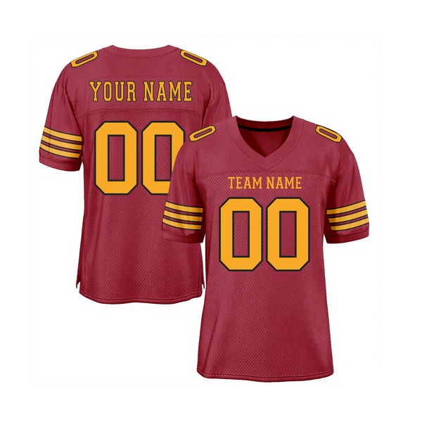 Custom Cardinal Gold-Black Mesh Classic Style Authentic Sports Football Jersey