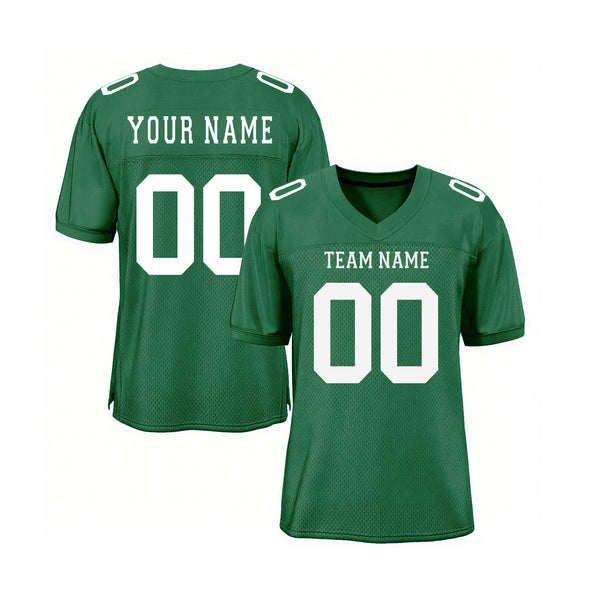 Custom Kelly Green White Mesh Classic Style Authentic Sports Football Jersey