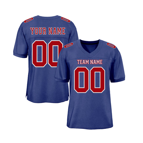 Custom Royal Red-White Mesh Classic Style Authentic Sports Football Jersey