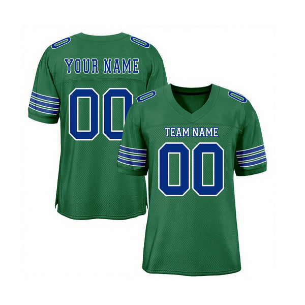 Custom Kelly Green Royal-White Mesh Classic Style Authentic Sports Football Jersey