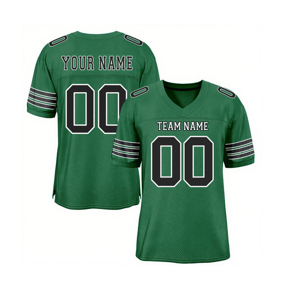 Custom Kelly Green Black-White Mesh Classic Style Authentic Sports Football Jersey