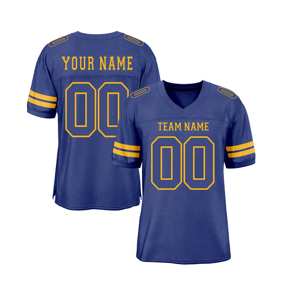 Custom Royal Royal-Gold Mesh Classic Style Authentic Sports Football Jersey