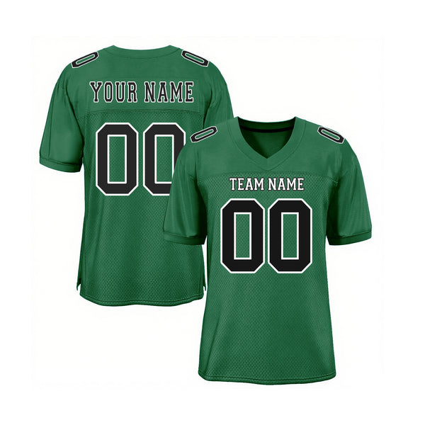 Custom Kelly Green Black-White Mesh Classic Style Authentic Sports Football Jersey