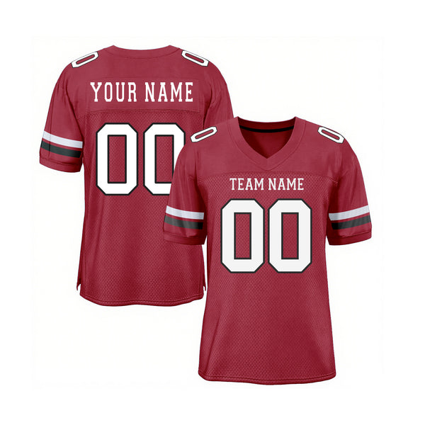 Custom Cardinal White-Black Mesh Classic Style Authentic Sports Football Jersey