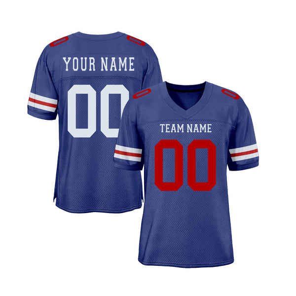 Custom Royal White-Red Mesh Classic Style Authentic Sports Football Jersey