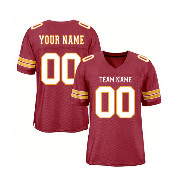 Custom Cardinal White-Gold Mesh Classic Style Authentic Sports Football Jersey