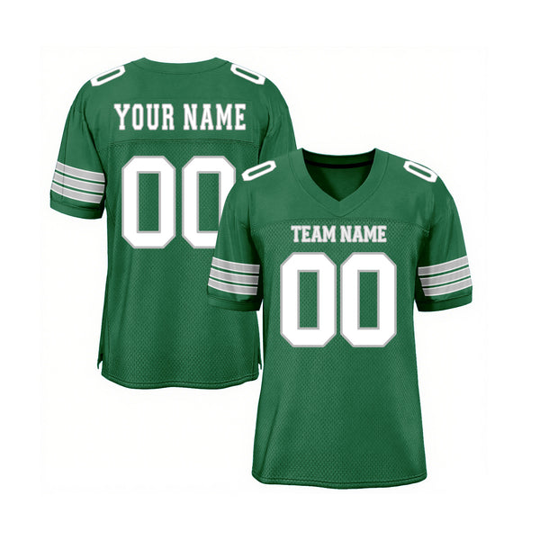 Custom Kelly Green White-Gray Mesh Classic Style Authentic Sports Football Jersey