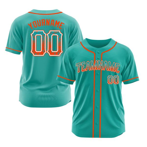 Custom Aqua Orange-White Classic Style Authentic Sports Baseball Jersey