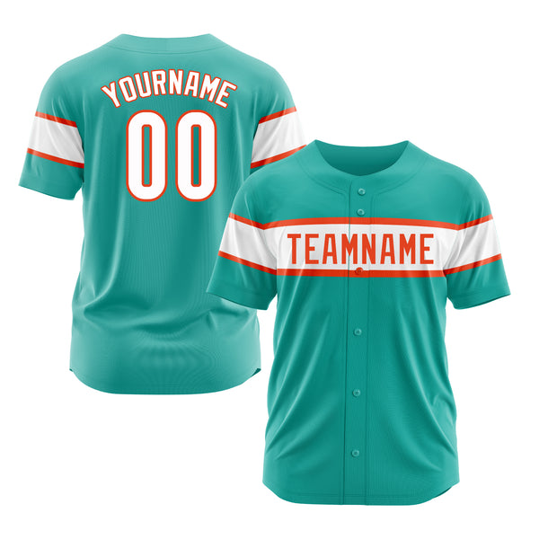 Custom Aqua White-Orange Classic Style Authentic Sports Baseball Jersey