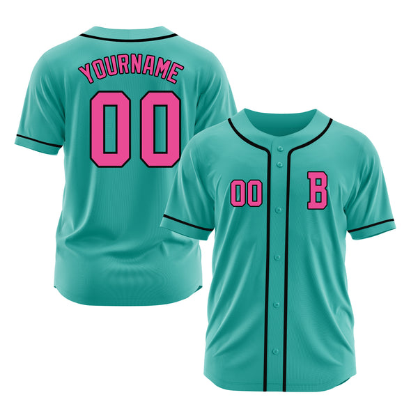 Custom Aqua Pink-Black Classic Style Authentic Sports Baseball Jersey