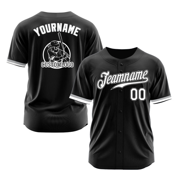 Custom Black White-Gray Classic Style Authentic Sports Baseball Jersey