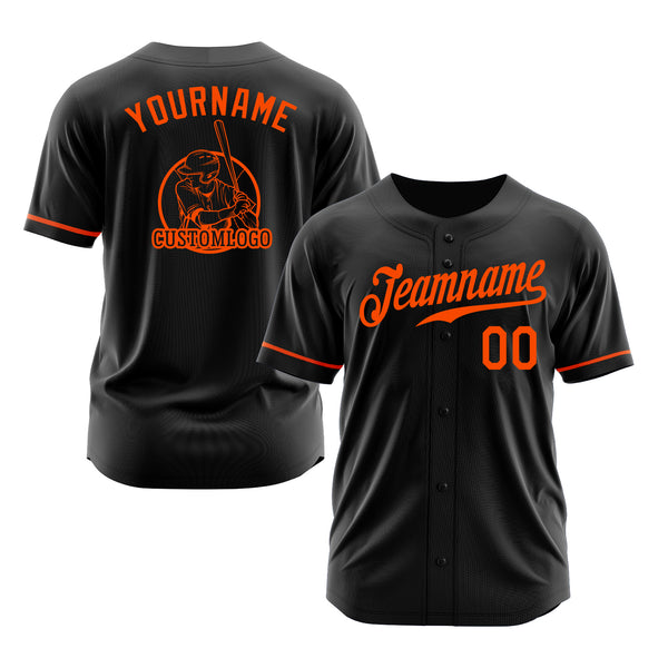 Custom Black Orange Classic Style Authentic Sports Baseball Jersey