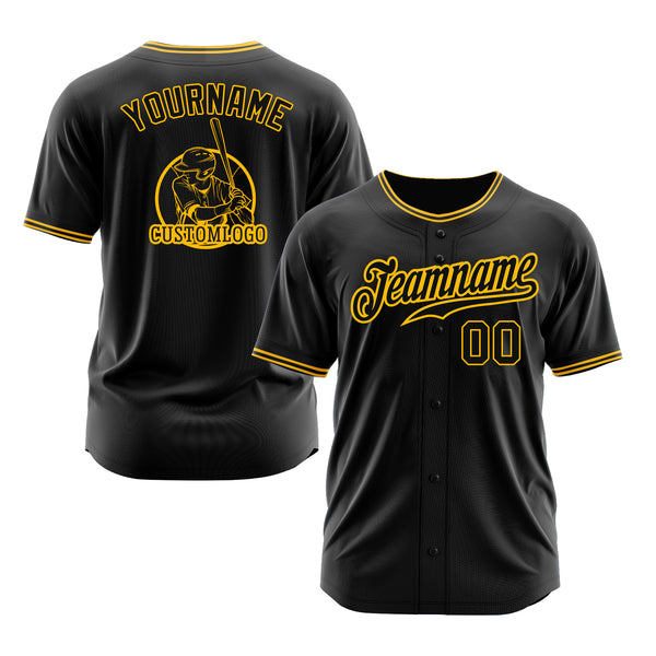 Custom Black Gold Classic Style Authentic Sports Baseball Jersey