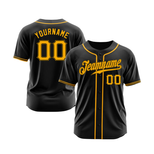 Custom Black Gold Classic Style Authentic Sports Baseball Jersey