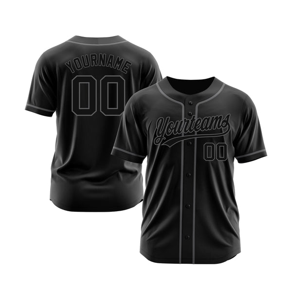 Custom Black Black-Steel Gray Classic Style Authentic Sports Baseball Jersey