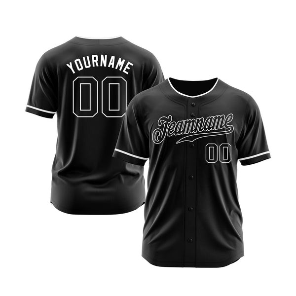 Custom Black Black-White Classic Style Authentic Sports Baseball Jersey