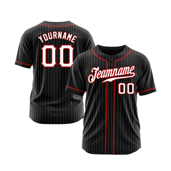 Custom Black White Pinstripe White-Red Classic Style Authentic Sports Baseball Jersey