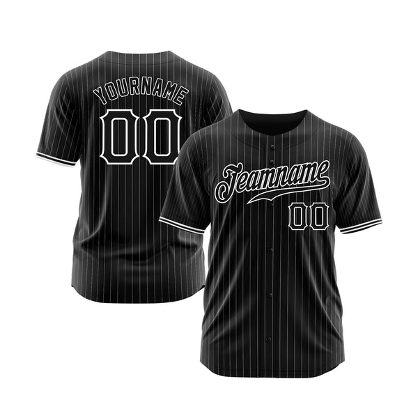 Custom Black White Pinstripe Black-White Classic Style Authentic Sports Baseball Jersey