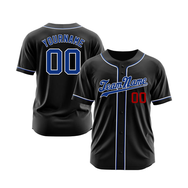 Custom Black Royal-Red Classic Style Authentic Sports Baseball Jersey