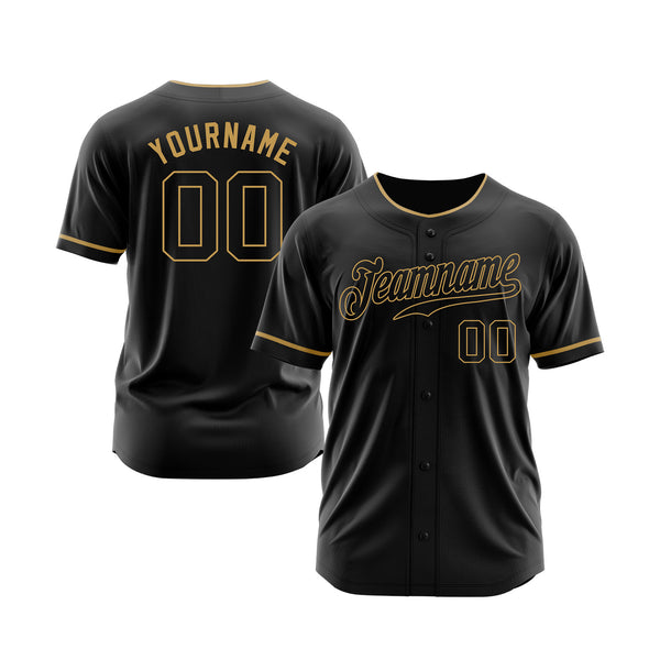 Custom Black Black-Old Gold Classic Style Authentic Sports Baseball Jersey
