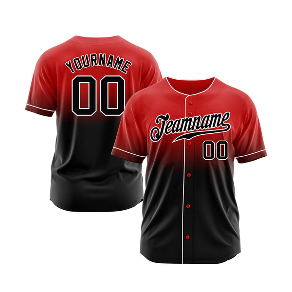 Custom Red Black-White Fade Baseball Jersey – Classic-Style Sportswear