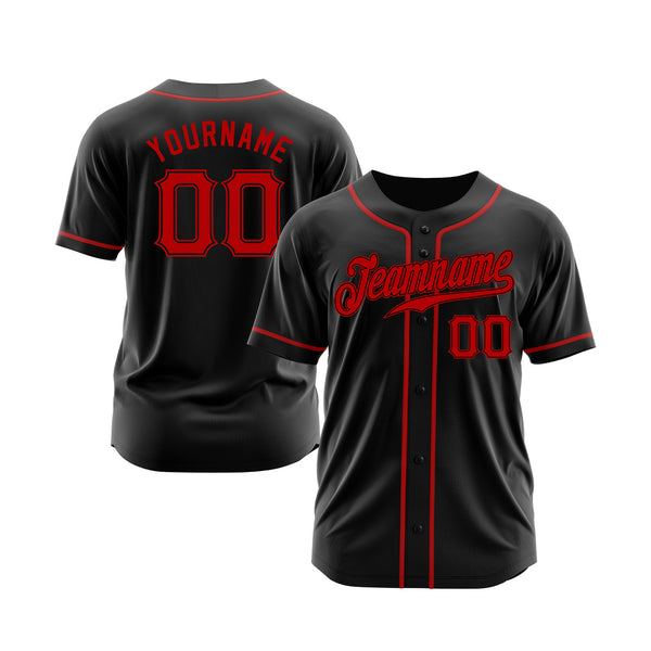 Custom Black Red Classic Style Authentic Sports Baseball Jersey