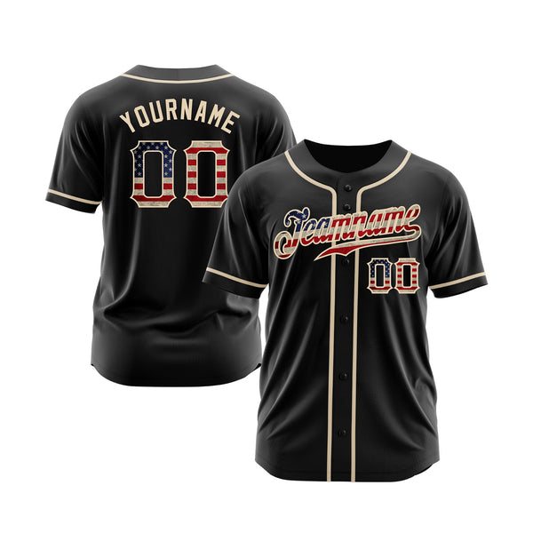 Custom Black Vintage USA Flag-Cream Classic Style Authentic Sports Baseball Jersey