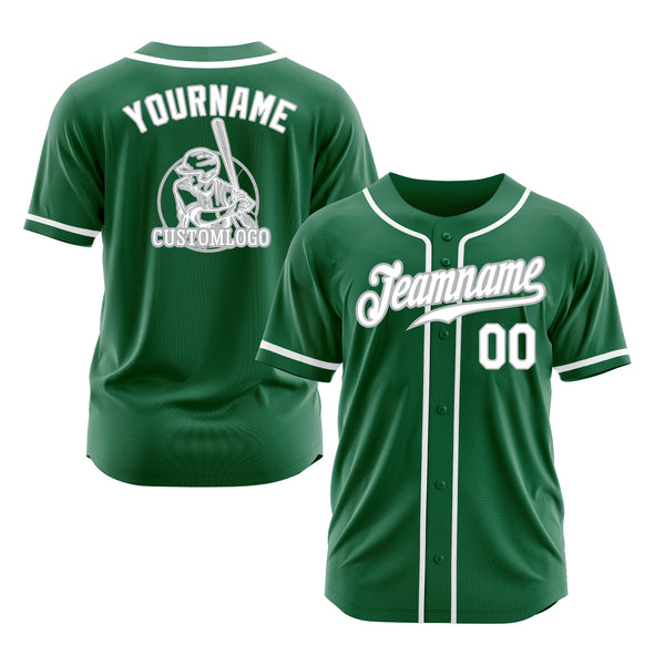 Custom Kelly Green White-Gray Classic Style Authentic Sports Baseball Jersey