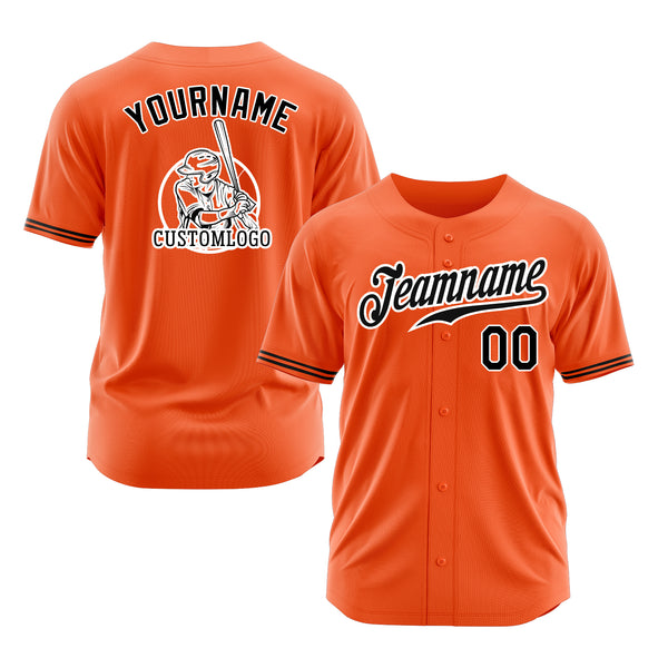 Custom Orange Black-White Classic Style Authentic Sports Baseball Jersey